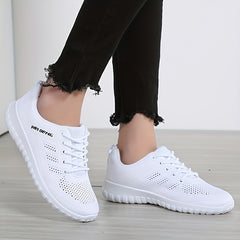 Women's Knitted Sports Shoes Lace Up Low Top Outdoor Running Shoes