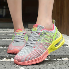 Colorful Knitted Chunky Sneakers for Women Breathable Mesh Lace Up Running Shoes
