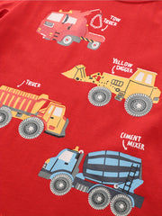 Boys Cartoon Car Print Short Sleeve T-shirt