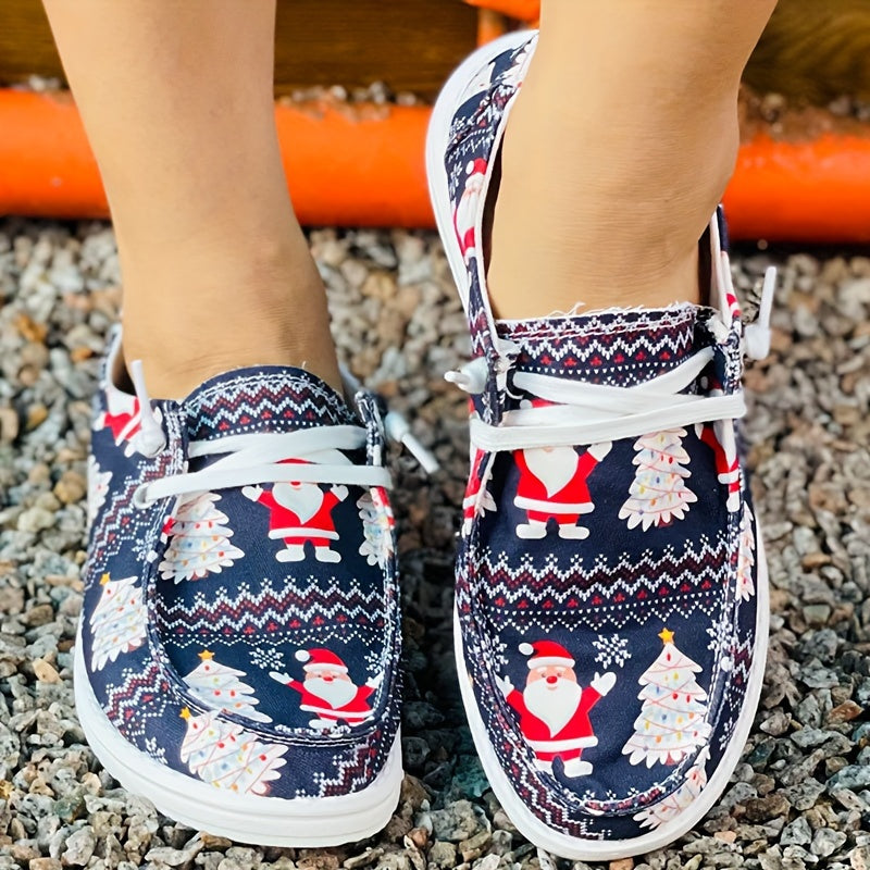 Women's Christmas Santa & Tree Cartoon Flat Casual Shoes