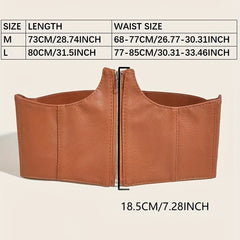 Wide Waistband Lychee Pattern Embossed Zipper Corset Belt for Women