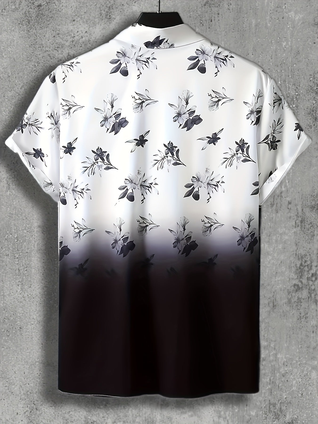 Men's Floral Graphic Lapel Shirt Casual Button Up Short Sleeve Shirt