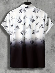 Men's Floral Graphic Lapel Shirt Casual Button Up Short Sleeve Shirt