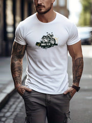 Motorcycle Print Men's Graphic Crew Neck T shirt Casual Comfy Tees