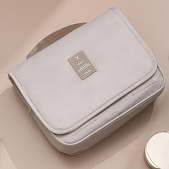 Travel Toiletry Bag with Hook Portable Makeup Organizer Beige