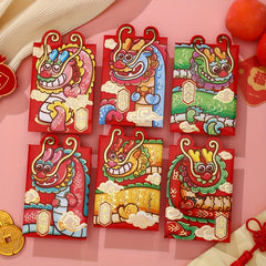 6pcs Cartoon 3D Dragon Year Red Envelopes Lucky Money Envelope