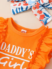 3pcs Daddy's Girl Sleeveless Onesie & Shorts & Headband Set