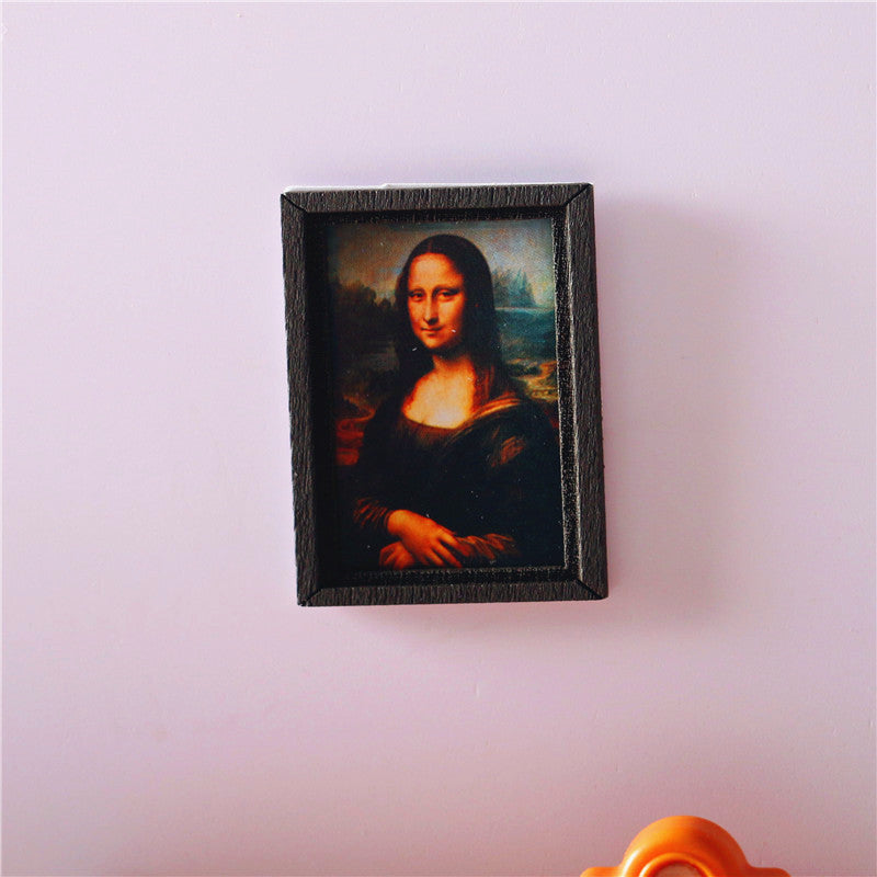 Dollhouse Mini Painting Model Living Room Scene DIY Furniture Model