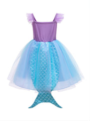 Girls Mermaid Princess Dress Fishtail Birthday Gift Costume Party Set