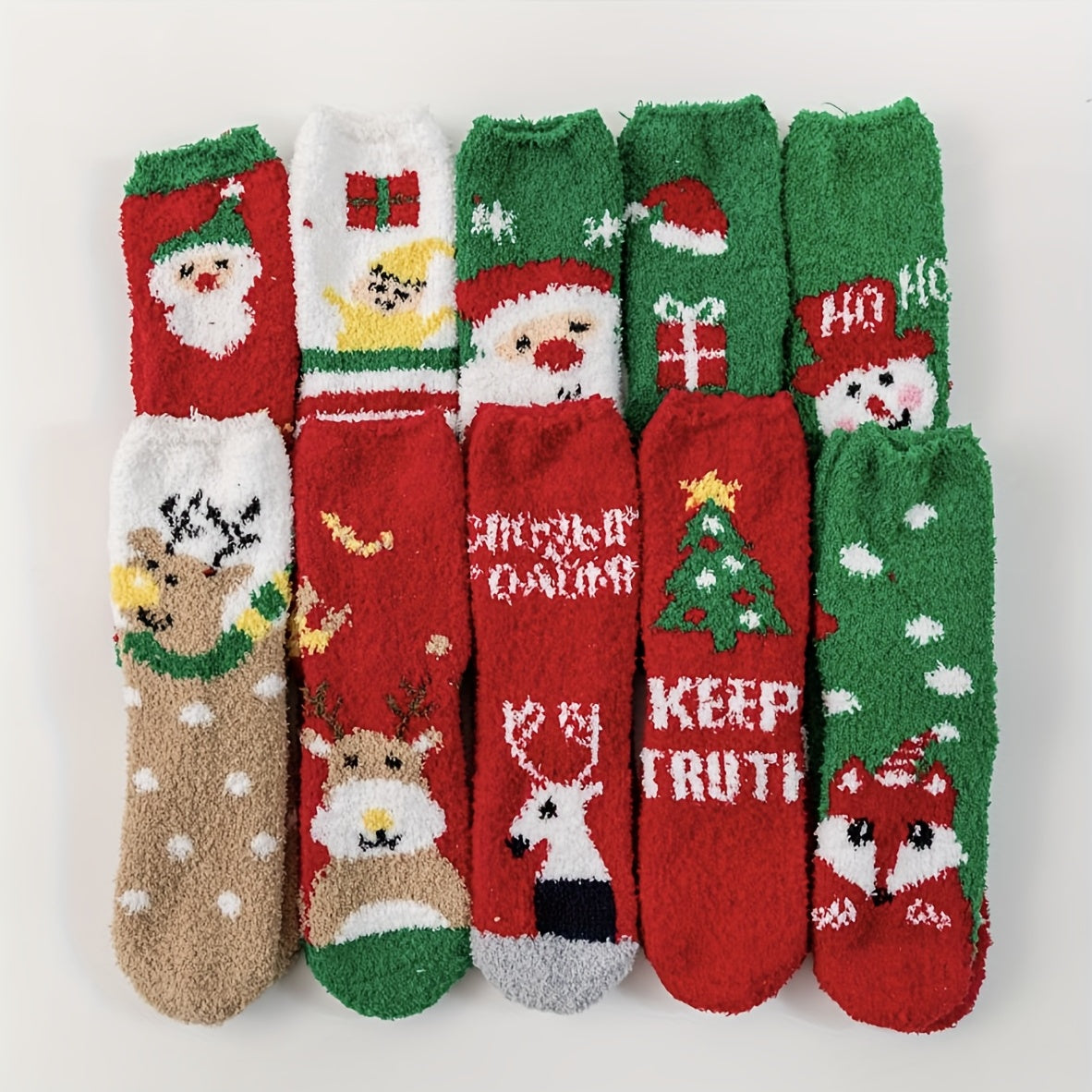 3 Pairs Cartoon Print & Fuzzy Warm Socks Women's Stockings