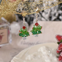 Christmas Glass Beads Hand-Woven Earrings Pendant DIY Jewelry Accessories