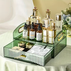 Transparent Makeup Storage Box with Drawer, Dustproof Cosmetic Organizer