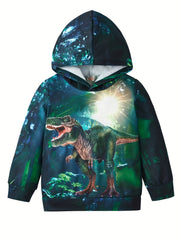 Dinosaur 3D Print Boys Hooded Sweatshirt For Spring Fall Kids Hoodie