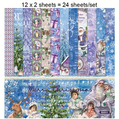 24pcs Christmas Festive DIY Photo Album Wrapping Paper Clips Book Stickers