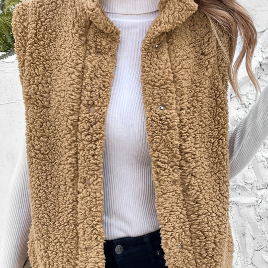 Women's Fleece Sports Vest Jacket Stand Neck Lightweight Fall Warm Coat