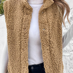 Women's Fleece Sports Vest Jacket Stand Neck Lightweight Fall Warm Coat