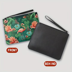Jungle Flamingo Texture Clutch Bag Soft Leather Envelope Business Cosmetic Bag