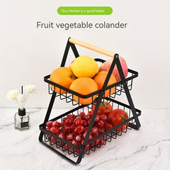 Foldable Iron Fruit Basket Desktop Storage Rack