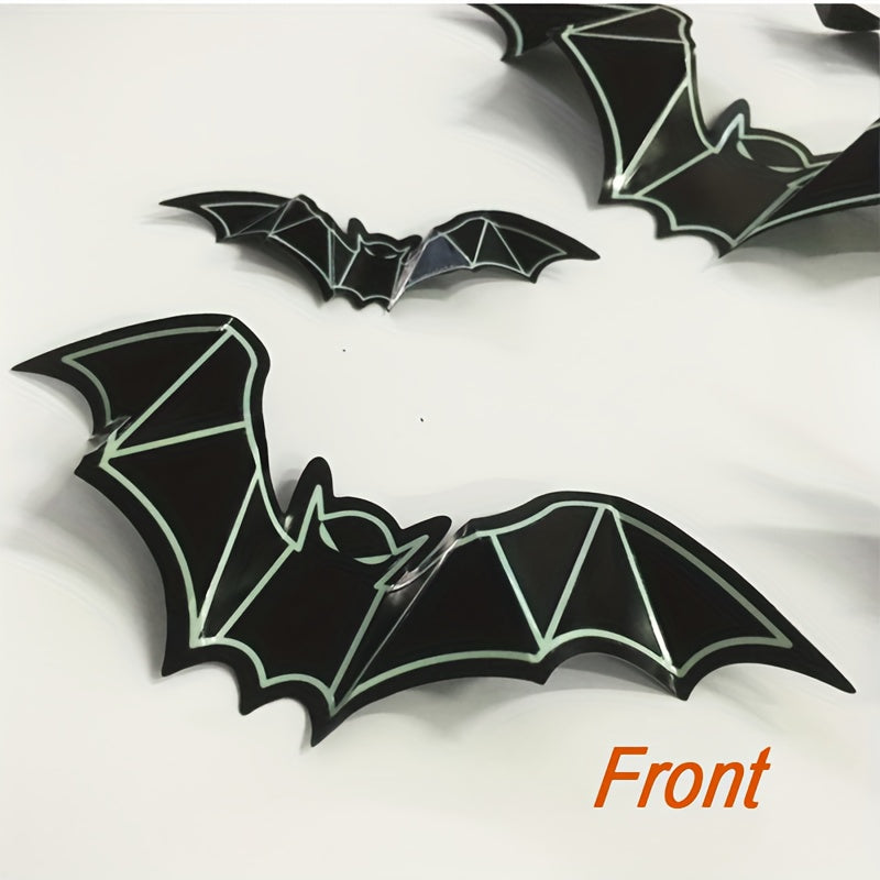 20pcs Luminous 3D Bat Stickers Waterproof Spooky Bats Room Decor