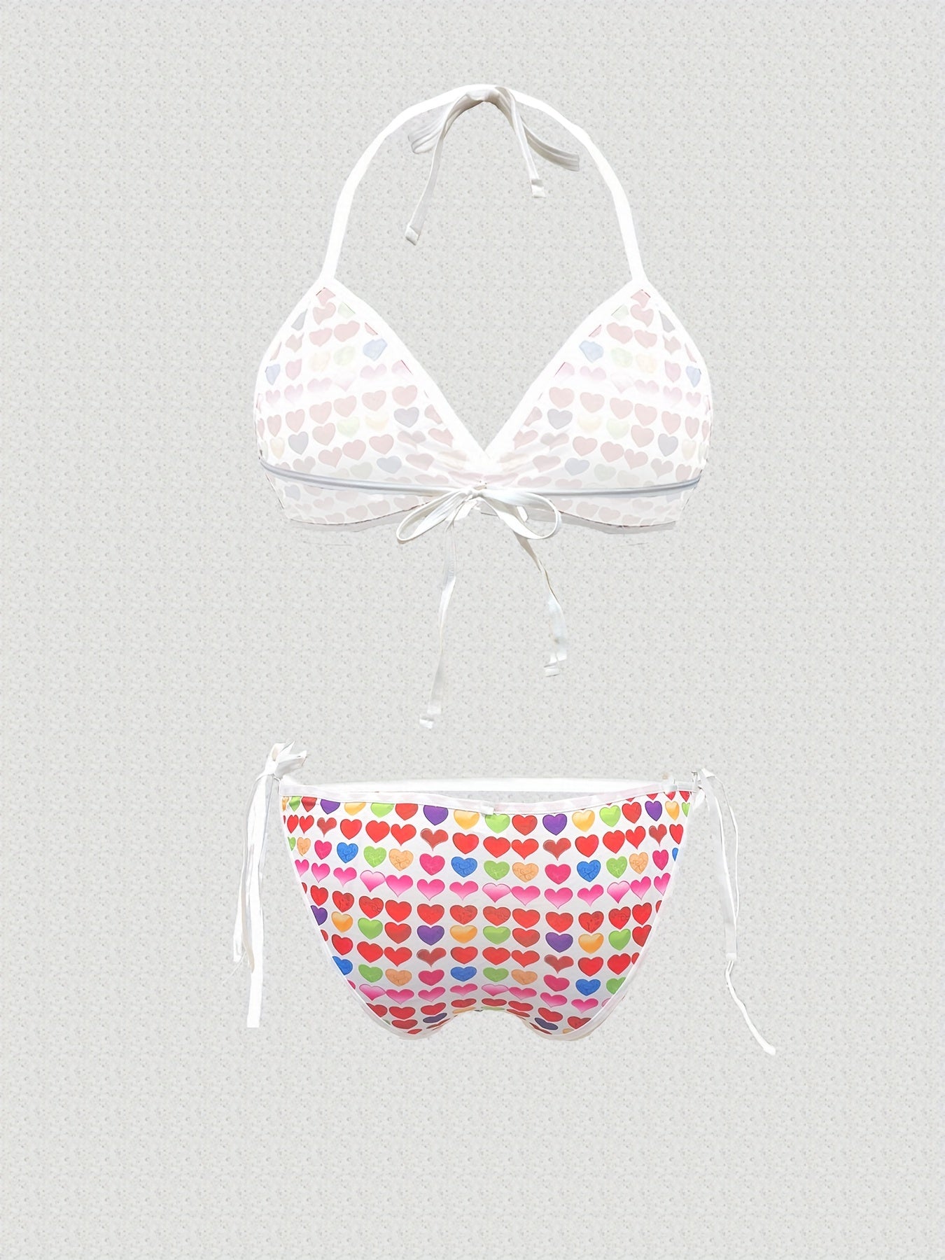 Heart Print Halter Bra & Panty Set