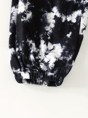 2pcs Girls' Casual Trousers Set Tie Dye Style And Solid Pants