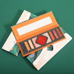 9 Colors Relief Eyeshadow Palette With 5pcs Pink Brush Set