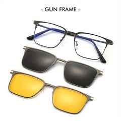 Polarized Magnet Clip On Glasses Men Night Vision Sunglasses Set