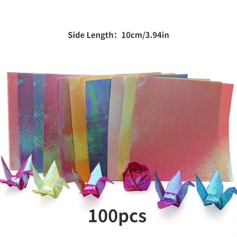 100pcs Glitter Paper Sparkling Origami Shining Square Paper Handcraft 10x10cm