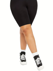 Sporty Shorts Women's Plus Solid High Rise Biker Shorts