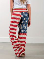 Striped Print Drawstring Pants Casual Wide Leg Palazzo Pants
