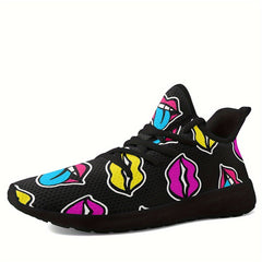 Women's Lip Graphic Lace-up Athletic Running Shoes