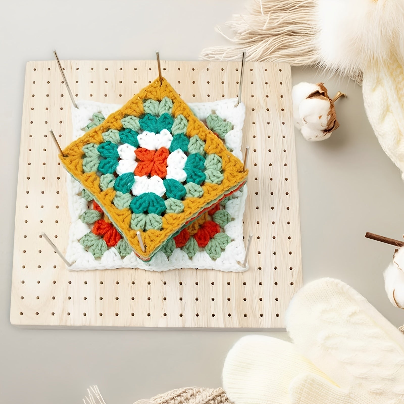 Wooden Crochet Blocking Board Set with Steel Pins and Accessories