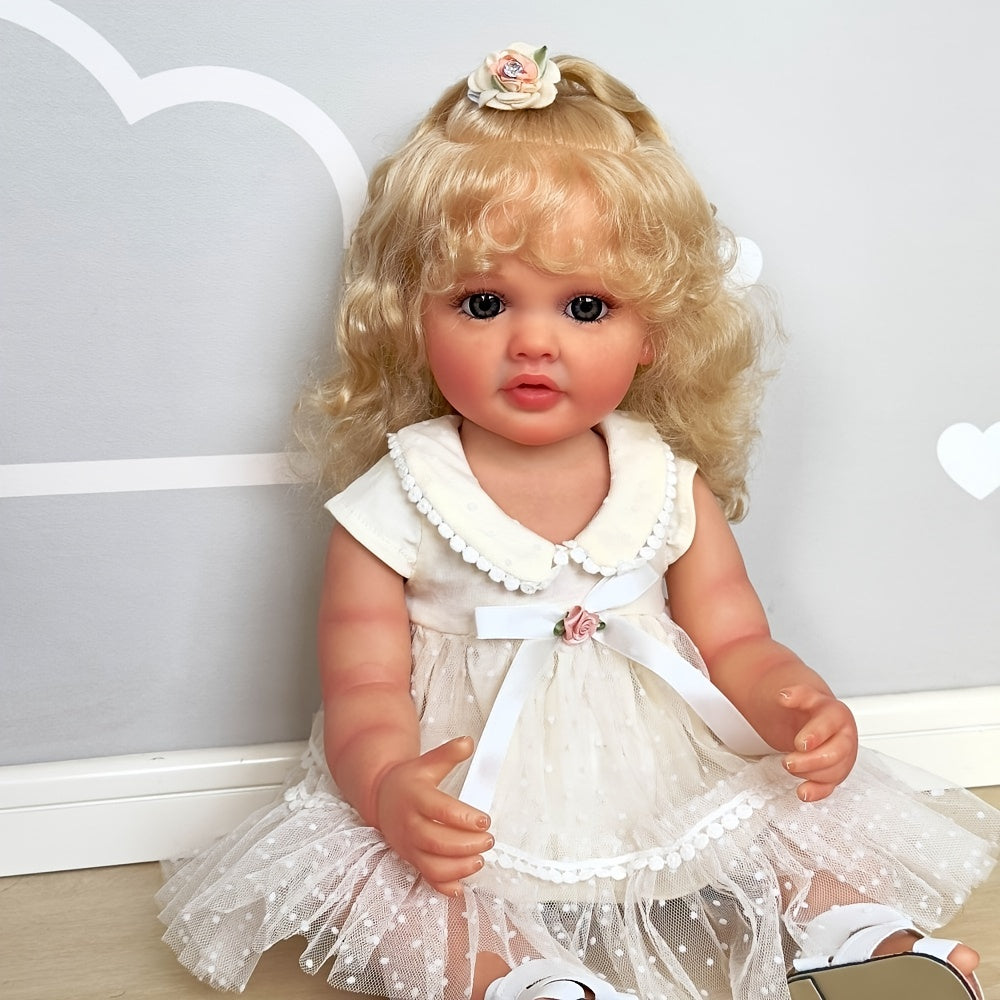 22'' Reborn Baby Doll Blonde Hair Soft Vinyl Princess Anime Theme