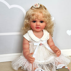 22'' Reborn Baby Doll Blonde Hair Soft Vinyl Princess Anime Theme