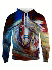 3D Print Horse Hoodie for Men Autumn Winter