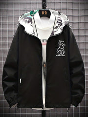 Graffiti Bear Windbreaker Reversible Jacket Men's Zip Jacket