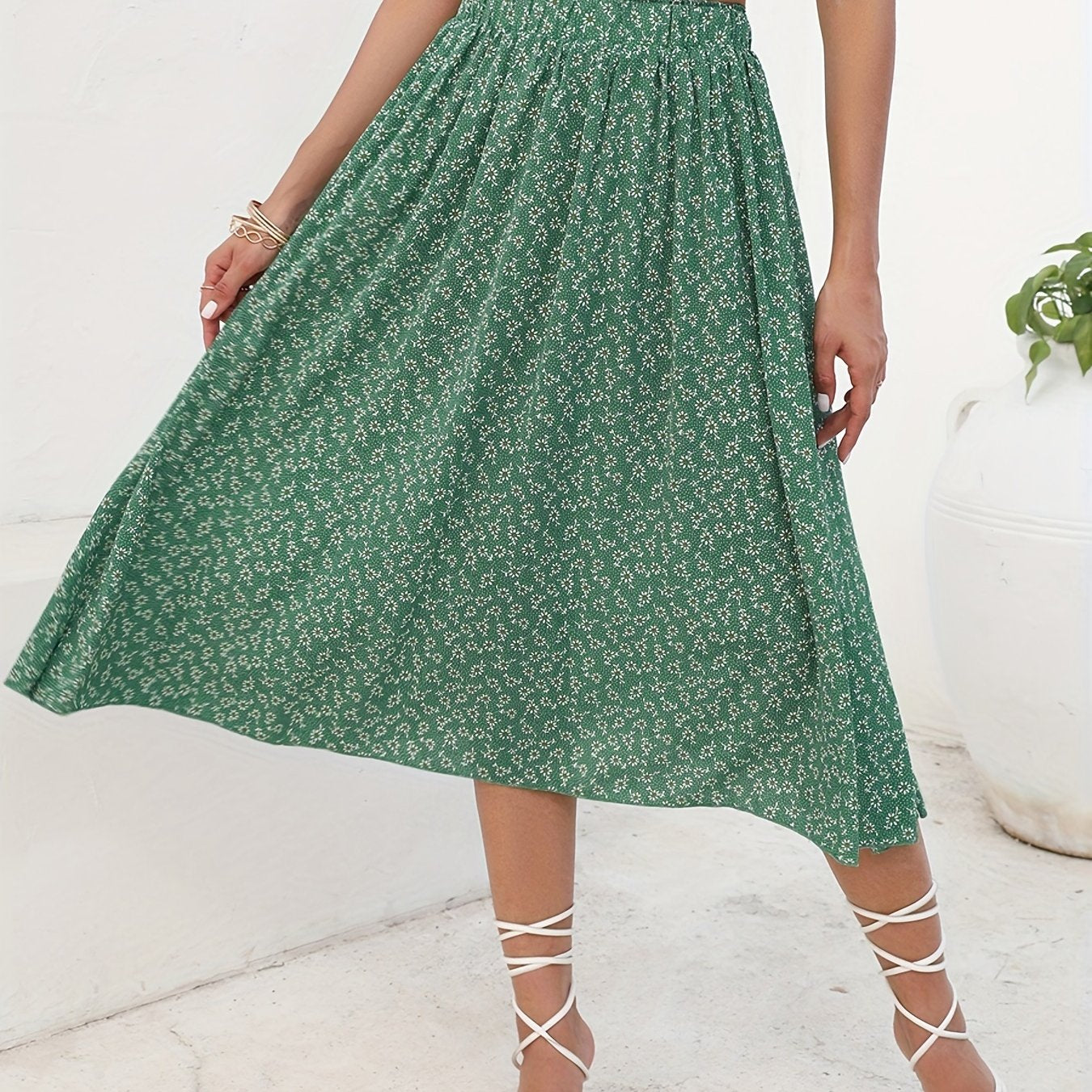 Floral Print High Waist Skirt for Resort Wear