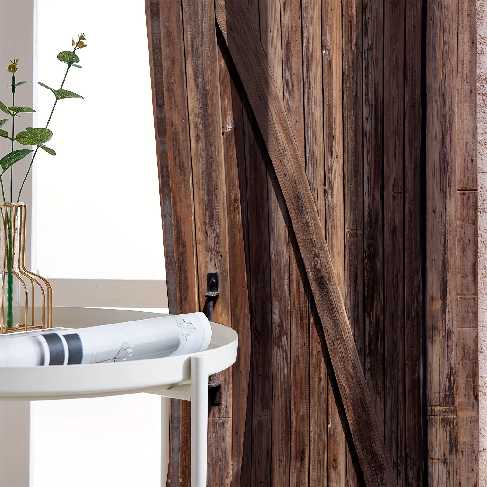 Rustic Barn Door Print Curtains Set of 2
