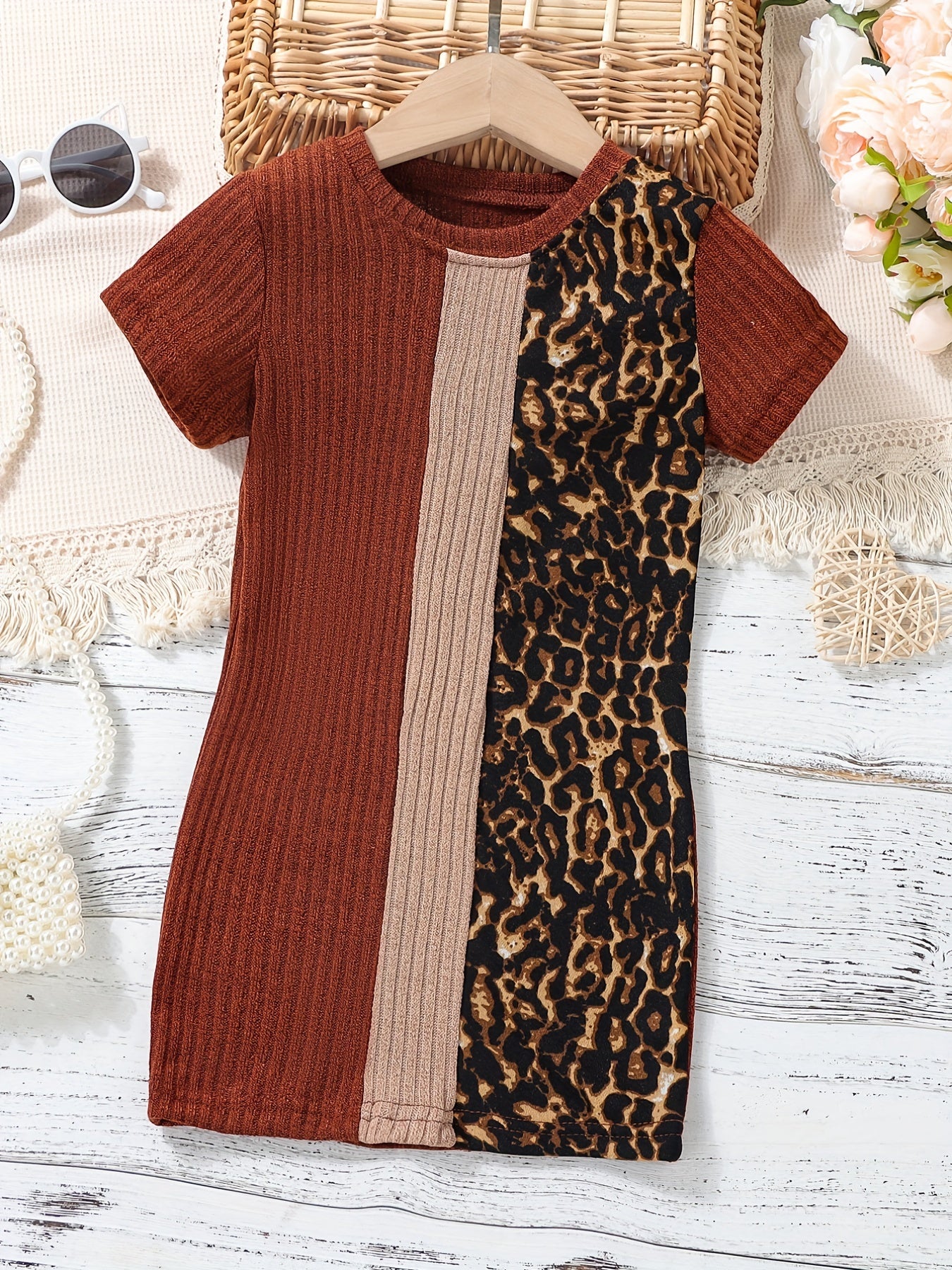 Toddler Girls Short Sleeve Leopard Casual Dress Kids Summer Clothes