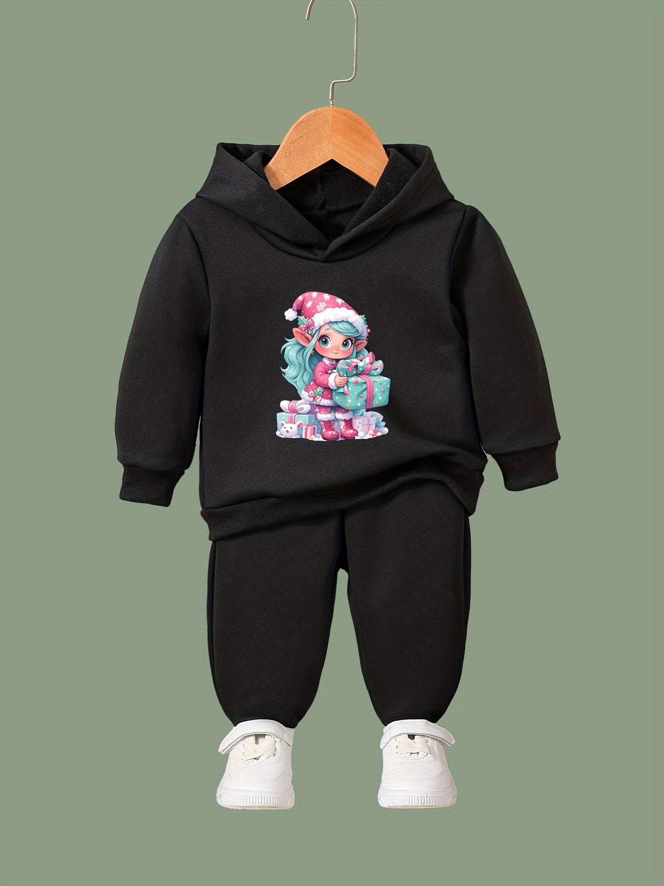 OERYUI Cartoon Girl Print Hoodies Pants Set Spring Fall Christmas Gift