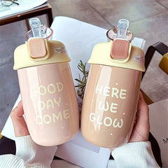 Small Vacuum Flask With Straw 13.86oz Thermal Bottle