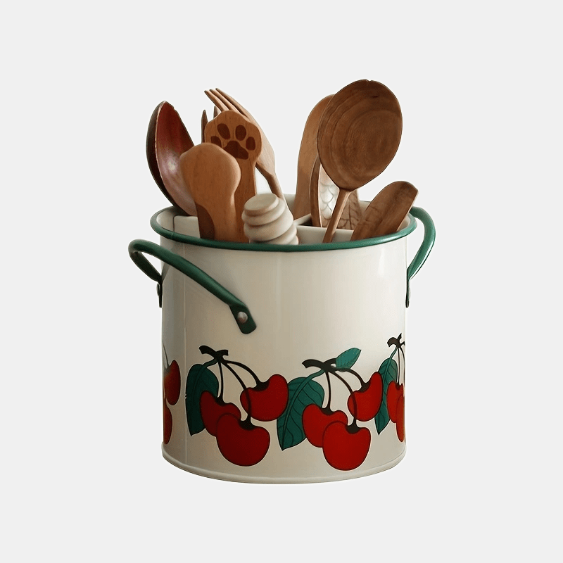 Vintage Cherry Tableware Bucket Household Kitchen Storage