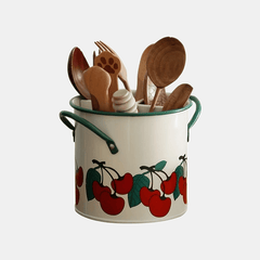 Vintage Cherry Tableware Bucket Household Kitchen Storage