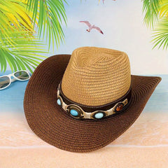 Casual Sunshade Straw Hat for Spring Summer Travel Unisex