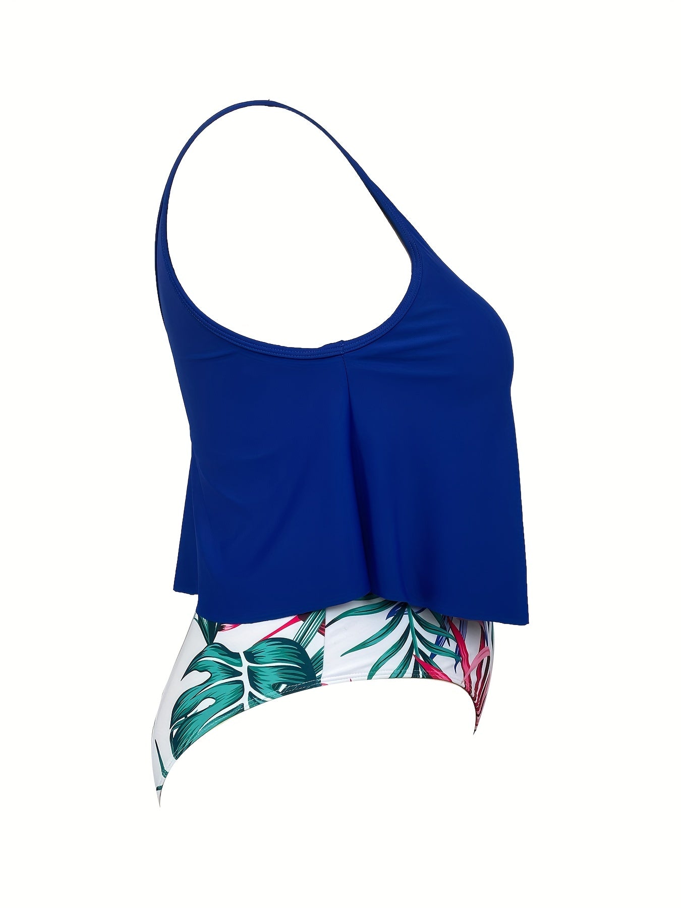 Vacay Tankini Set Women's High Stretch Tank Top & Tropical Print