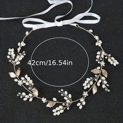 Girl's Pearl Leaf Hairband Golden Hairpin Set Bridal Headwear Hair Accessories