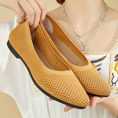 Women's Mesh Panel Flat Shoes Slip On Shallow Mouth Round Toe Lightweight