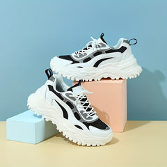 Women's Mesh Sneakers Lace Up Platform Sport Shoes Non Slip Colorblock