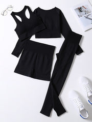Ribbed Seamless Crop Tank High Waist Yoga Leggings Set