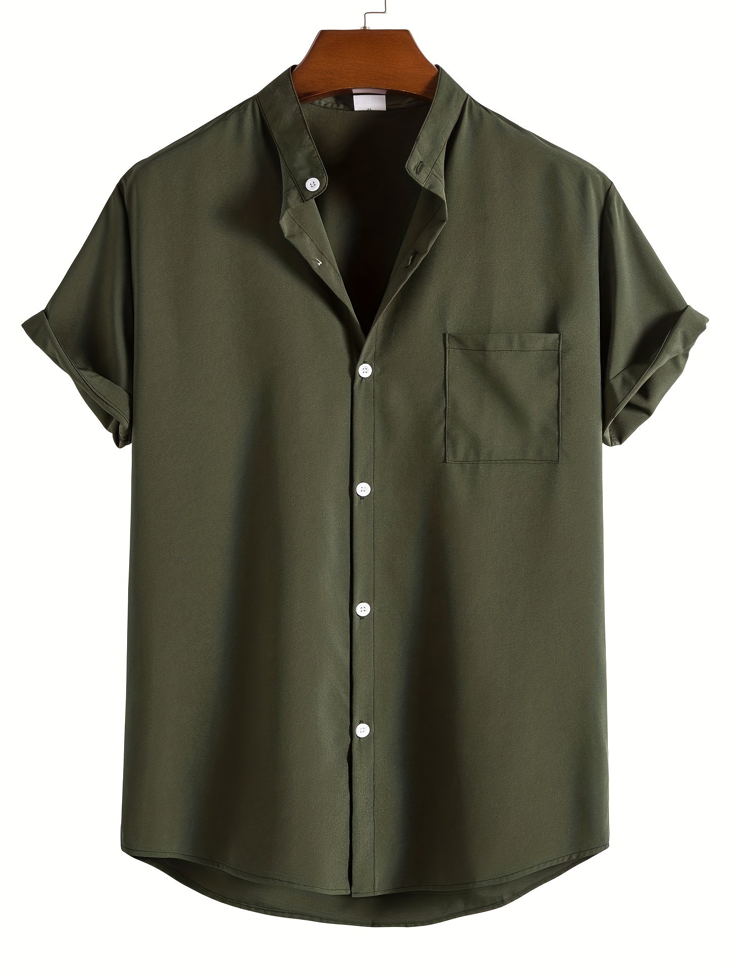 Men's Casual Stand Collar Short Sleeve Shirt